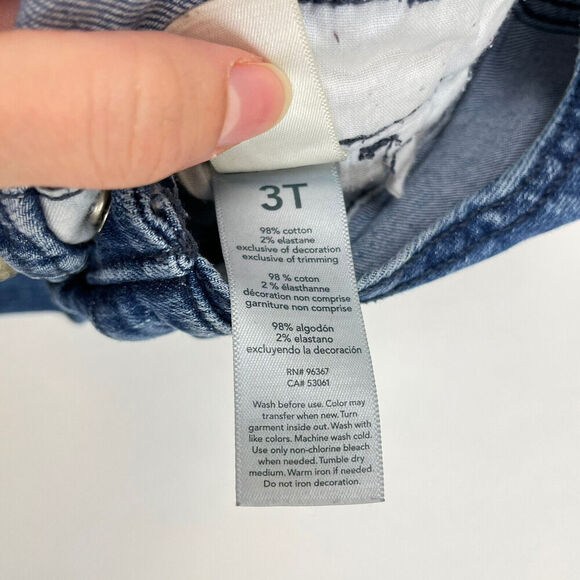 OshKosh B'Gosh Vestbak Girl Denim Blue Jean Overalls Pants Skinny Gold Stripe 3T - Picture 7 of 14